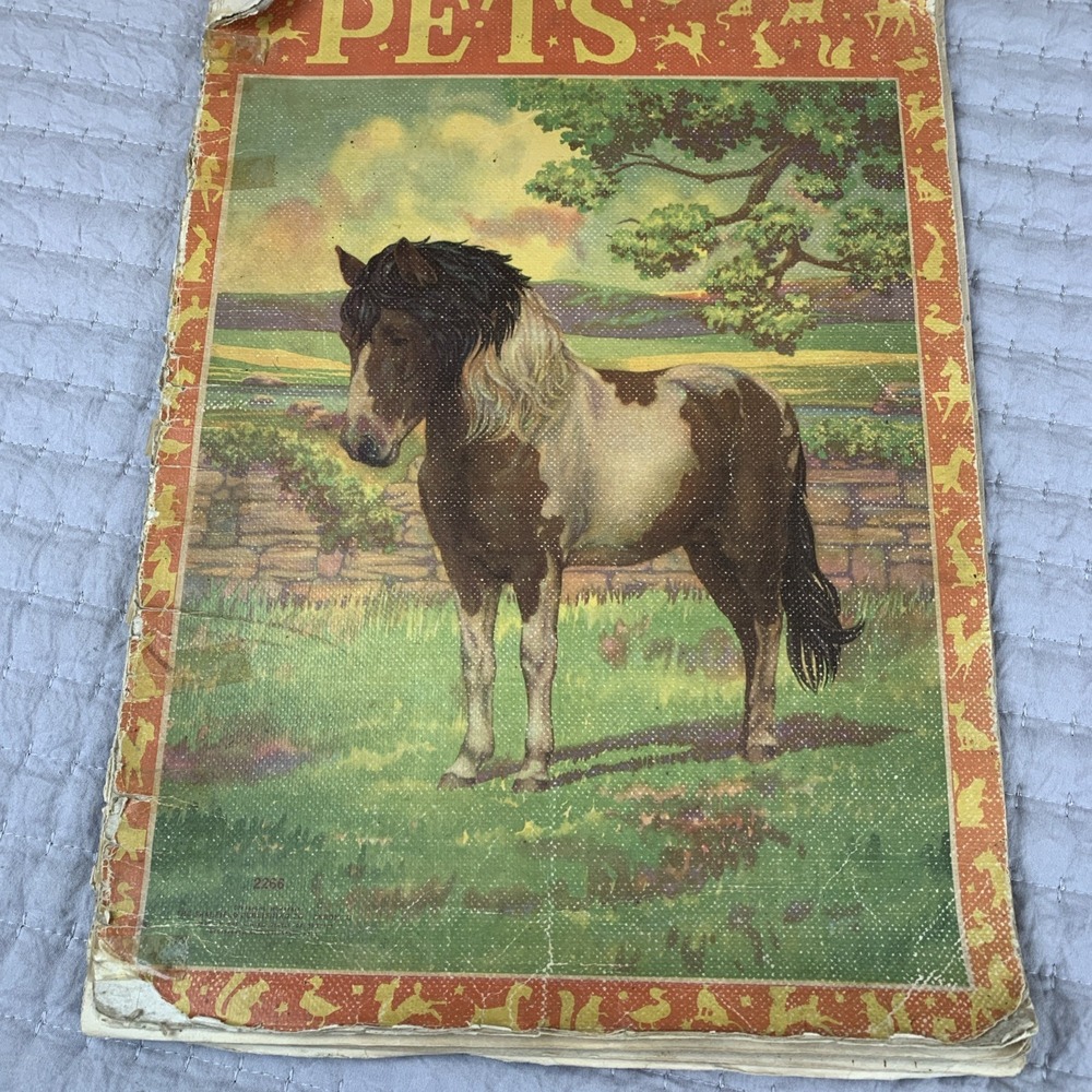 Vintage PETS Linen Picture Book Victor‎ G Becker Illustrations Farm Animals 2266
